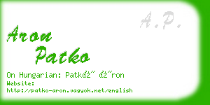 aron patko business card